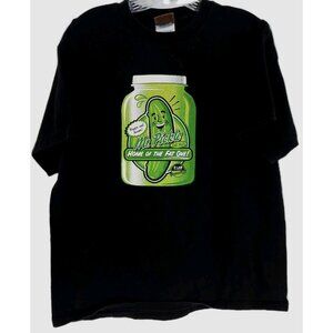 D Lab Mr Pickle Shirt Mens Size Large Black Graphic "Home Of The Fat One"